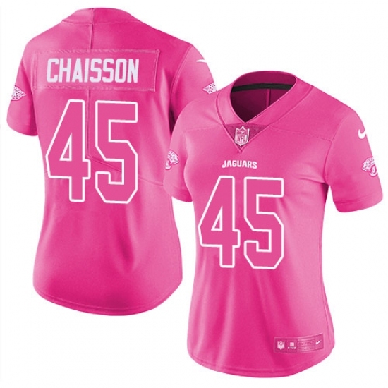 Women's Jacksonville Jaguars #45 K'Lavon Chaisson Pink Stitched NFL Limited Rush Fashion Jersey Women's Jacksonville Jaguars #45 K'Lavon Chaisson Pink Stitched NFL Limited Rush Fashion Jersey