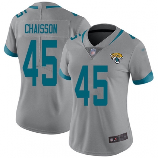 Women's Jacksonville Jaguars #45 K'Lavon Chaisson Silver Stitched NFL Limited Inverted Legend Jersey Women's Jacksonville Jaguars #45 K'Lavon Chaisson Silver Stitched NFL Limited Inverted Legend Jersey