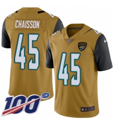 Youth Jacksonville Jaguars #45 K'Lavon Chaisson Gold Stitched NFL Limited Rush 100th Season Jersey
