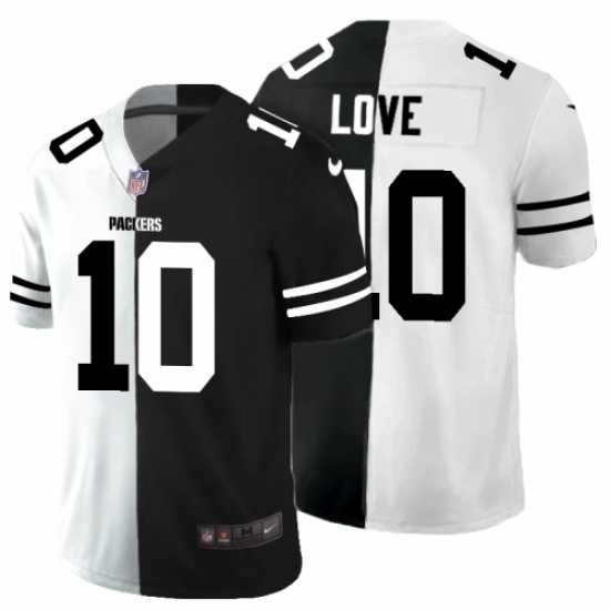 Men's Green Bay Packers #10 Jordan Love Black V White Peace Split Nike Vapor Untouchable Limited NFL Jersey Men's Green Bay Packers #10 Jordan Love Black V White Peace Split Nike Vapor Untouchable Limited NFL Jersey