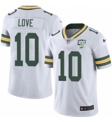 Men's Green Bay Packers #10 Jordan Love White 100th Season Stitched NFL Vapor Untouchable Limited Jersey