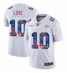Men's Green Bay Packers #10 Jordan Love White Nike Multi-Color 2020 NFL Crucial Catch Limited NFL Jersey