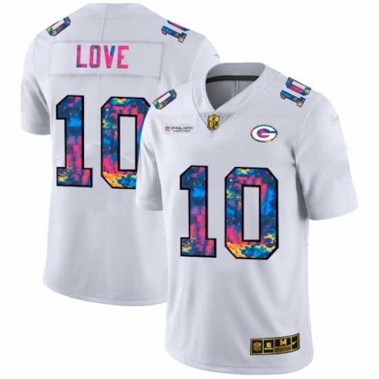 Men's Green Bay Packers #10 Jordan Love White Nike Multi-Color 2020 NFL Crucial Catch Limited NFL Jersey Men's Green Bay Packers #10 Jordan Love White Nike Multi-Color 2020 NFL Crucial Catch Limited NFL Jersey