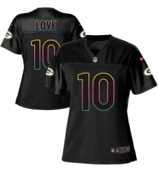 Women's Green Bay Packers #10 Jordan Love Black NFL Fashion Game Jersey