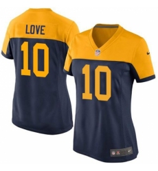 Women's Green Bay Packers #10 Jordan Love Navy Blue Alternate Stitched NFL Vapor Untouchable Limited Jersey
