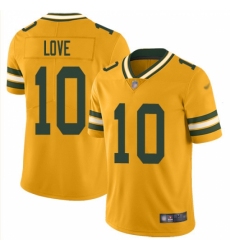 Youth Green Bay Packers #10 Jordan Love Gold Stitched NFL Limited Inverted Legend Jersey