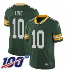 Youth Green Bay Packers #10 Jordan Love Green Team Color Stitched NFL 100th Season Vapor Untouchable Limited Jersey