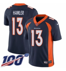 Men's Denver Broncos #13 KJ Hamler Navy Blue Alternate Stitched 100th Season Vapor Untouchable Limited Jersey