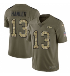 Men's Denver Broncos #13 KJ Hamler Olive Camo Stitched Limited 2017 Salute To Service Jersey
