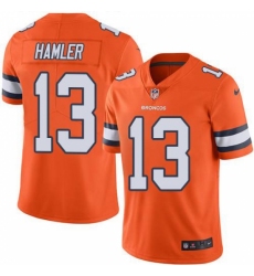 Men's Denver Broncos #13 KJ Hamler Orange Stitched Limited Rush Jersey