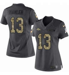 Women's Denver Broncos #13 KJ Hamler Black Stitched Limited 2016 Salute to Service Jersey