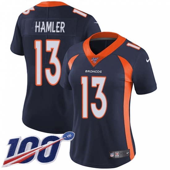 Women's Denver Broncos #13 KJ Hamler Navy Blue Alternate Stitched 100th Season Vapor Untouchable Limited Jersey Women's Denver Broncos #13 KJ Hamler Navy Blue Alternate Stitched 100th Season Vapor Untouchable Limited Jersey