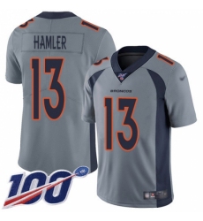 Youth Denver Broncos #13 KJ Hamler Gray Stitched Limited Inverted Legend 100th Season Jersey