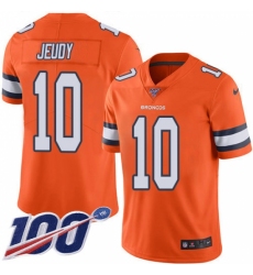 Men's Denver Broncos #10 Jerry Jeudy Orange Stitched Limited Rush 100th Season Jersey