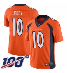Men's Denver Broncos #10 Jerry Jeudy Orange Team Color Stitched 100th Season Vapor Untouchable Limited Jersey