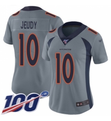 Women's Denver Broncos #10 Jerry Jeudy Gray Stitched Limited Inverted Legend 100th Season Jersey