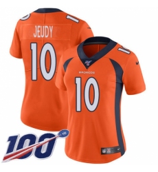 Women's Denver Broncos #10 Jerry Jeudy Orange Team Color Stitched 100th Season Vapor Untouchable Limited Jersey