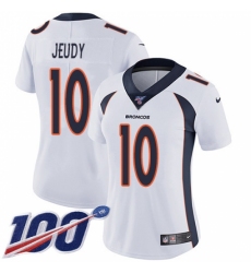 Women's Denver Broncos #10 Jerry Jeudy White Stitched 100th Season Vapor Untouchable Limited Jersey