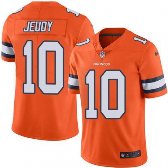 Youth Denver Broncos #10 Jerry Jeudy Orange Stitched Limited Rush Jersey Youth Denver Broncos #10 Jerry Jeudy Orange Stitched Limited Rush Jersey