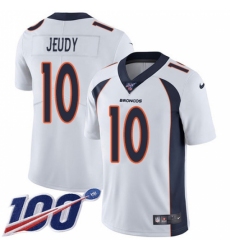 Youth Denver Broncos #10 Jerry Jeudy White Stitched 100th Season Vapor Untouchable Limited Jersey