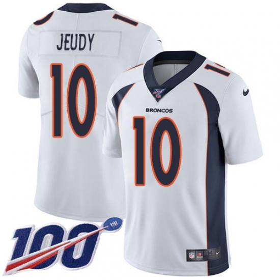 Youth Denver Broncos #10 Jerry Jeudy White Stitched 100th Season Vapor Untouchable Limited Jersey Youth Denver Broncos #10 Jerry Jeudy White Stitched 100th Season Vapor Untouchable Limited Jersey