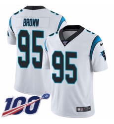 Men's Carolina Panthers #95 Derrick Brown White Stitched NFL 100th Season Vapor Untouchable Limited Jersey