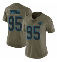 Women's Carolina Panthers #95 Derrick Brown Olive Stitched NFL Limited 2017 Salute To Service Jersey