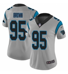 Women's Carolina Panthers #95 Derrick Brown Silver Stitched NFL Limited Inverted Legend Jersey