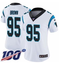 Women's Carolina Panthers #95 Derrick Brown White Stitched NFL 100th Season Vapor Untouchable Limited Jersey