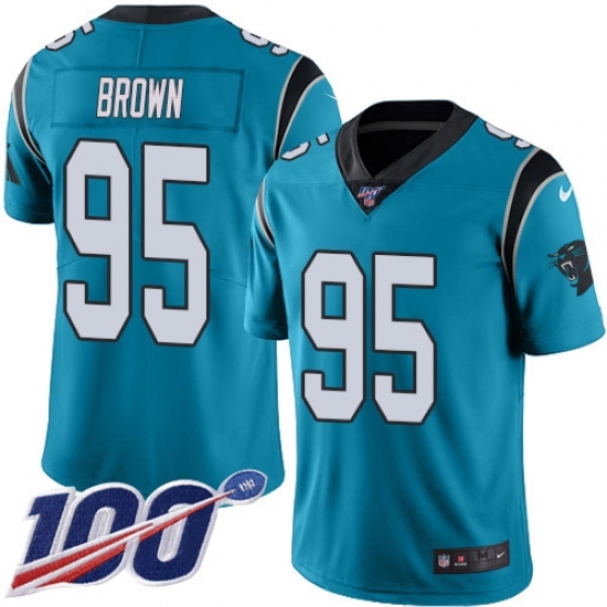 Youth Carolina Panthers #95 Derrick Brown Blue Alternate Stitched NFL 100th Season Vapor Untouchable Limited Jersey Youth Carolina Panthers #95 Derrick Brown Blue Alternate Stitched NFL 100th Season Vapor Untouchable Limited Jersey