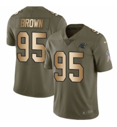 Youth Carolina Panthers #95 Derrick Brown Olive Gold Stitched NFL Limited 2017 Salute To Service Jersey