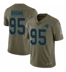Youth Carolina Panthers #95 Derrick Brown Olive Stitched NFL Limited 2017 Salute To Service Jersey