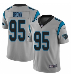 Youth Carolina Panthers #95 Derrick Brown Silver Stitched NFL Limited Inverted Legend Jersey