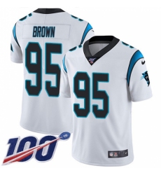 Youth Carolina Panthers #95 Derrick Brown White Stitched NFL 100th Season Vapor Untouchable Limited Jersey