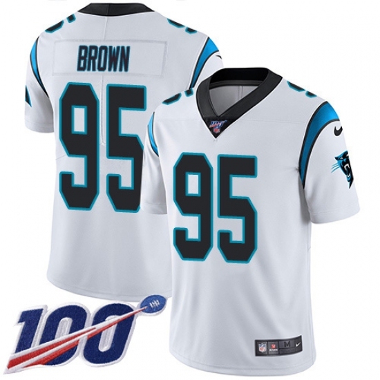 Youth Carolina Panthers #95 Derrick Brown White Stitched NFL 100th Season Vapor Untouchable Limited Jersey Youth Carolina Panthers #95 Derrick Brown White Stitched NFL 100th Season Vapor Untouchable Limited Jersey