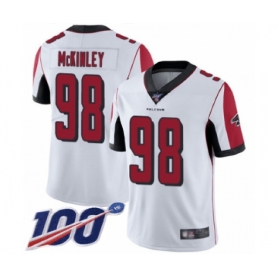 Men's Atlanta Falcons #98 Takkarist McKinley White Vapor Untouchable Limited Player 100th Season Football Jersey Men's Atlanta Falcons #98 Takkarist McKinley White Vapor Untouchable Limited Player 100th Season Football Jersey