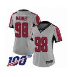 Women's Atlanta Falcons #98 Takkarist McKinley Limited Silver Inverted Legend 100th Season Football Jersey