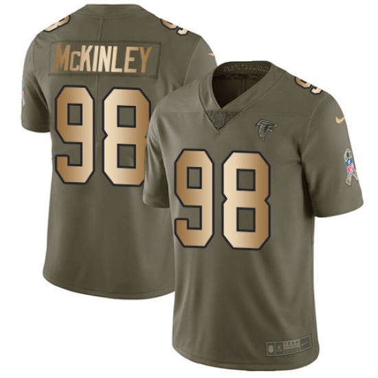 Youth Nike Atlanta Falcons #98 Takkarist McKinley Limited Olive/Gold 2017 Salute to Service NFL Jersey Youth Nike Atlanta Falcons #98 Takkarist McKinley Limited Olive/Gold 2017 Salute to Service NFL Jersey