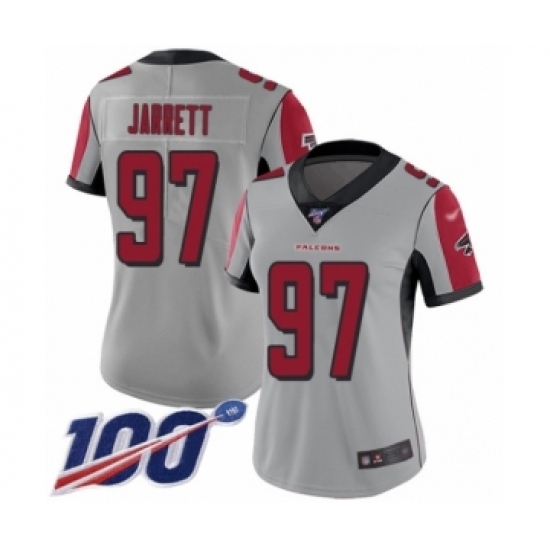 Women's Atlanta Falcons #97 Grady Jarrett Limited Silver Inverted Legend 100th Season Football Jersey Women's Atlanta Falcons #97 Grady Jarrett Limited Silver Inverted Legend 100th Season Football Jersey