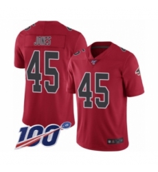 Men's Atlanta Falcons #45 Deion Jones Limited Red Rush Vapor Untouchable 100th Season Football Jersey