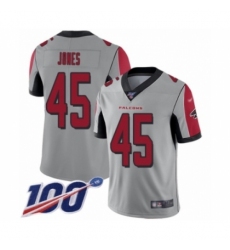 Men's Atlanta Falcons #45 Deion Jones Limited Silver Inverted Legend 100th Season Football Jersey Men's Atlanta Falcons #45 Deion Jones Limited Silver Inverted Legend 100th Season Football Jersey