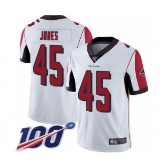 Men's Atlanta Falcons #45 Deion Jones White Vapor Untouchable Limited Player 100th Season Football Jersey Men's Atlanta Falcons #45 Deion Jones White Vapor Untouchable Limited Player 100th Season Football Jersey