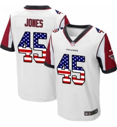 Men's Nike Atlanta Falcons #45 Deion Jones Elite White Road USA Flag Fashion NFL Jersey