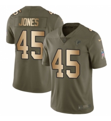 Men's Nike Atlanta Falcons #45 Deion Jones Limited Olive/Gold 2017 Salute to Service NFL Jersey