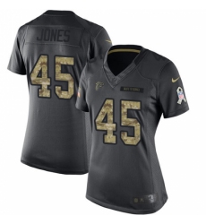 Women's Nike Atlanta Falcons #45 Deion Jones Limited Black 2016 Salute to Service NFL Jersey