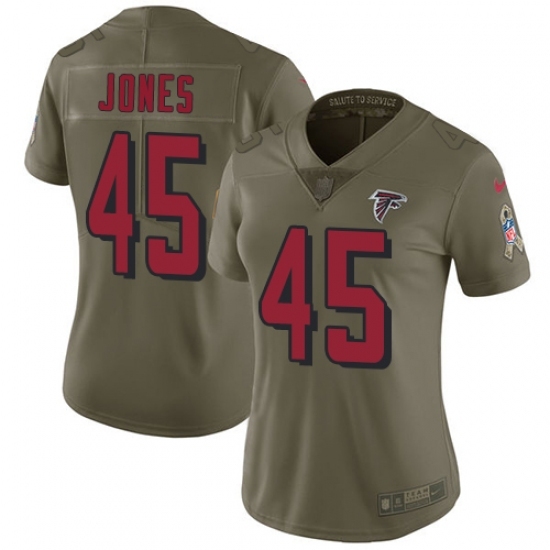 Women's Nike Atlanta Falcons #45 Deion Jones Limited Olive 2017 Salute to Service NFL Jersey Women's Nike Atlanta Falcons #45 Deion Jones Limited Olive 2017 Salute to Service NFL Jersey