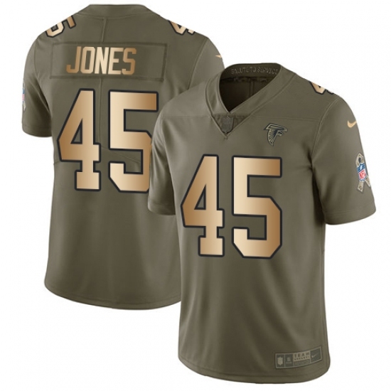 Youth Nike Atlanta Falcons #45 Deion Jones Limited Olive/Gold 2017 Salute to Service NFL Jersey Youth Nike Atlanta Falcons #45 Deion Jones Limited Olive/Gold 2017 Salute to Service NFL Jersey