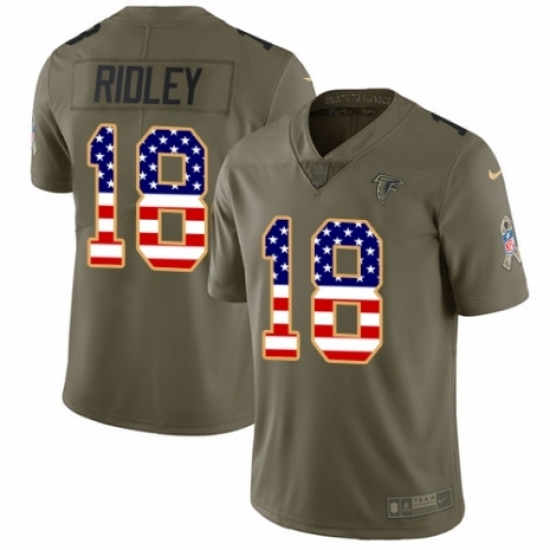 Men's Nike Atlanta Falcons #18 Calvin Ridley Limited Olive USA Flag 2017 Salute to Service NFL Jersey Men's Nike Atlanta Falcons #18 Calvin Ridley Limited Olive USA Flag 2017 Salute to Service NFL Jersey