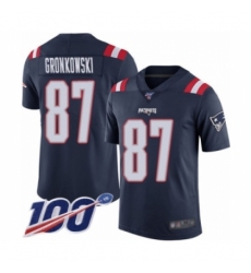 Men's New England Patriots #87 Rob Gronkowski Limited Navy Blue Rush Vapor Untouchable 100th Season Football Jersey
