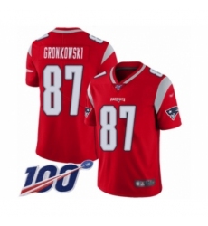 Men's New England Patriots #87 Rob Gronkowski Limited Red Inverted Legend 100th Season Football Jersey